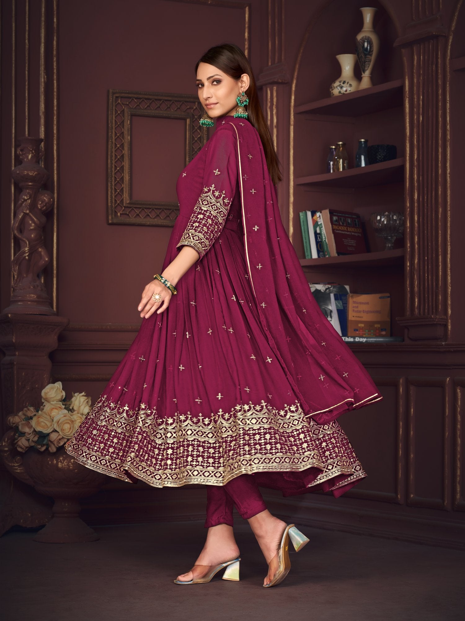 Dark Pink Georgette Anarkali Suit