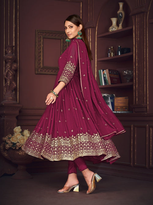 Dark Pink Georgette Anarkali Suit