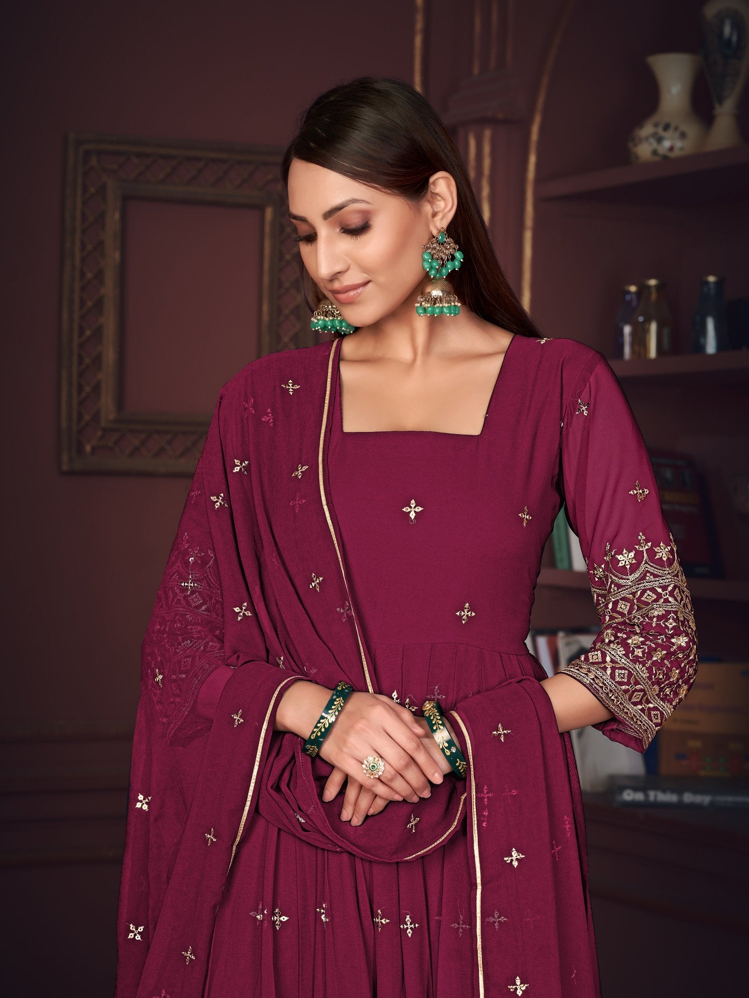 Dark Pink Georgette Anarkali Suit