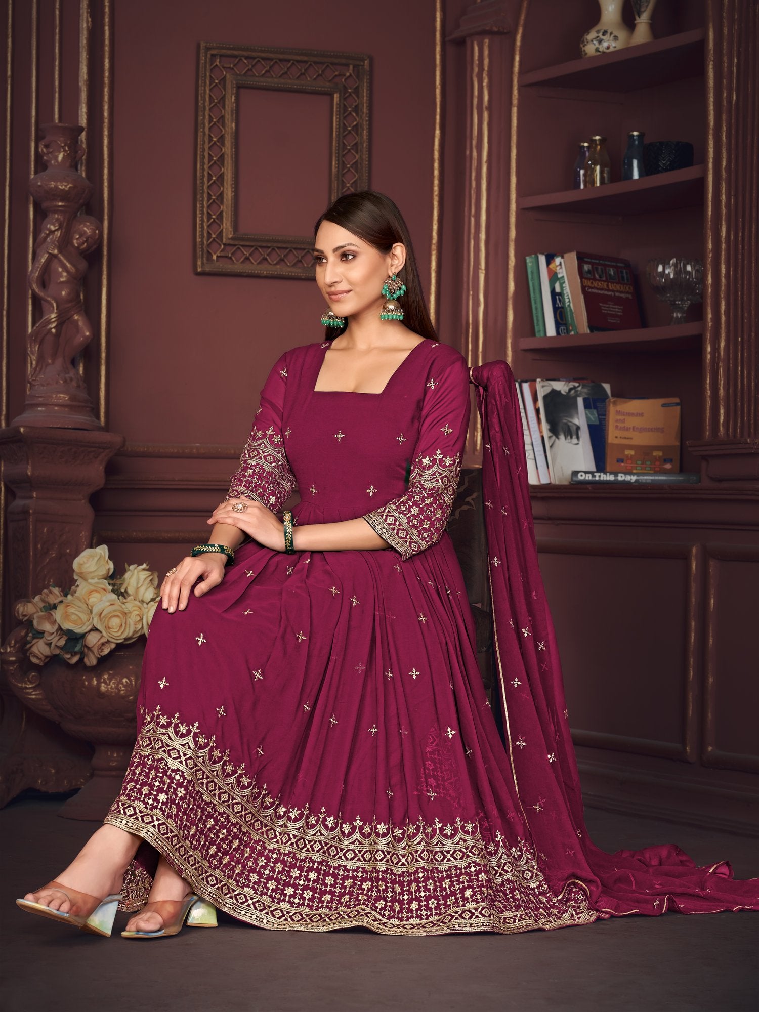 Dark Pink Georgette Anarkali Suit