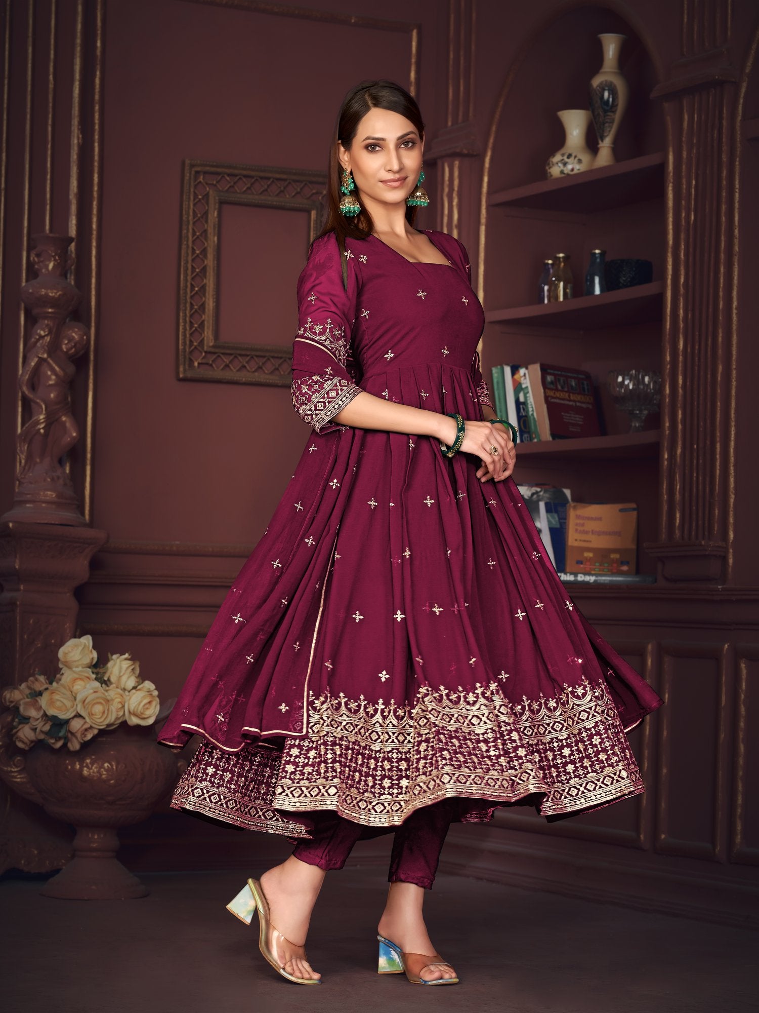 Dark Pink Georgette Anarkali Suit