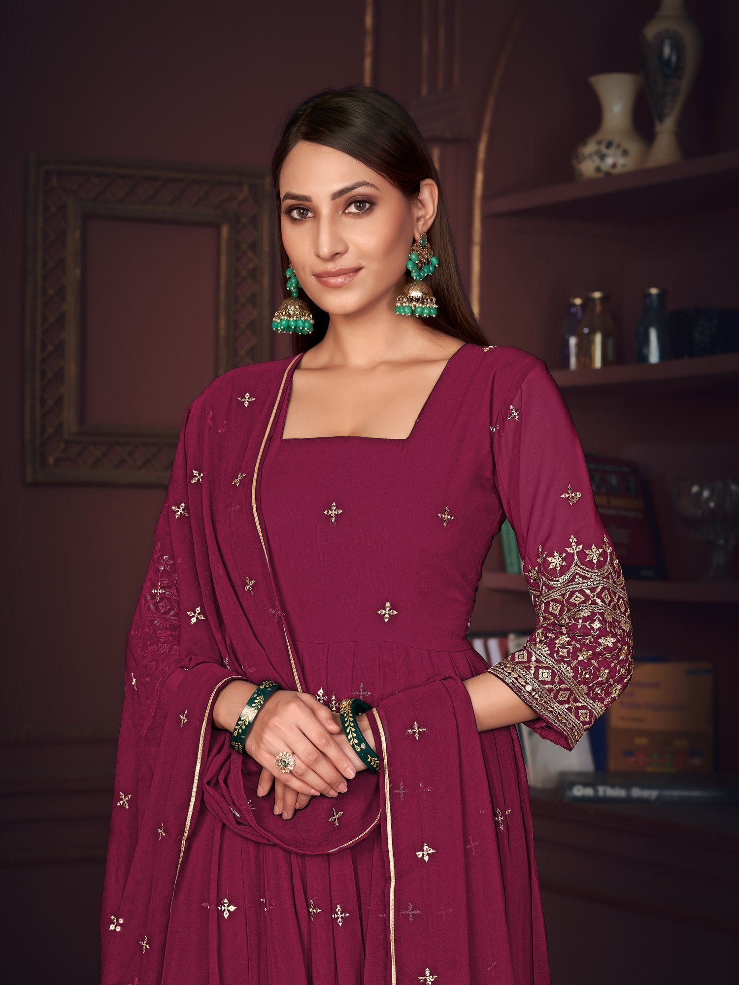 Dark Pink Georgette Anarkali Suit