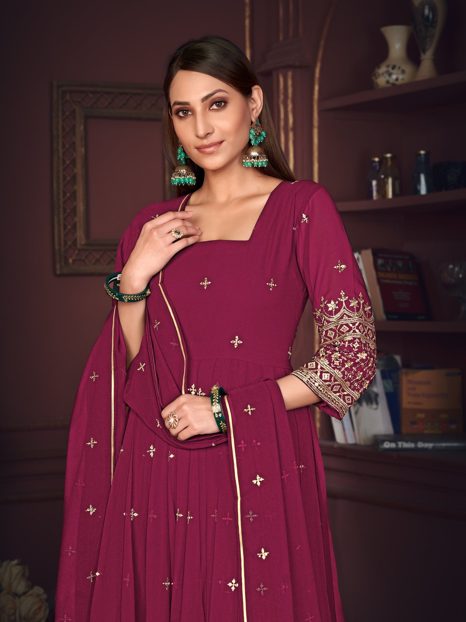 Dark Pink Georgette Anarkali Suit