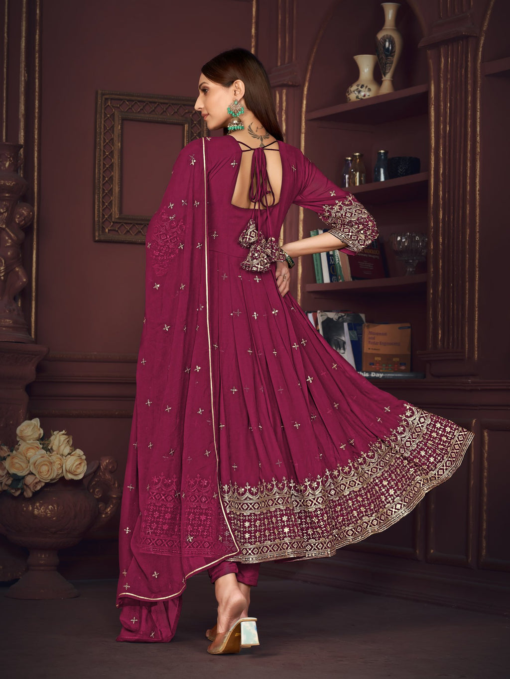 Dark Pink Georgette Anarkali Suit