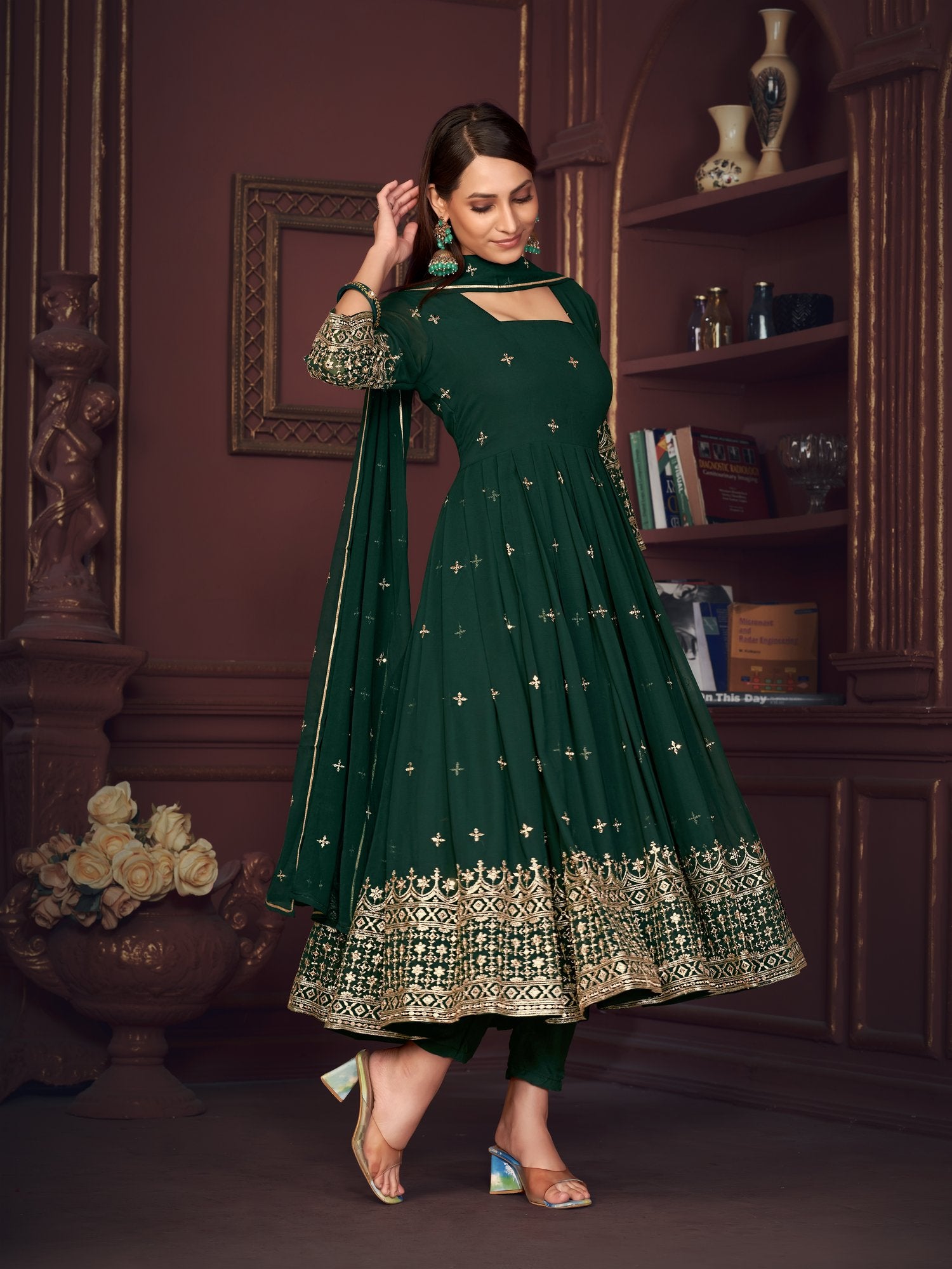 Green Georgette Anarkali Suit