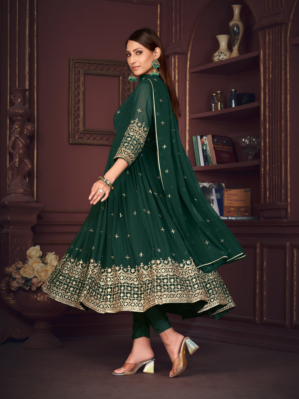 Green Georgette Anarkali Suit
