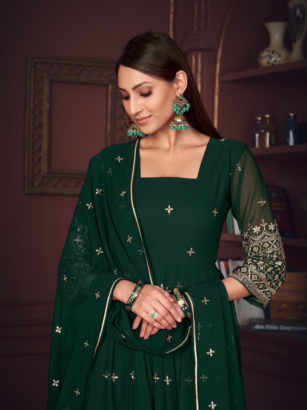 Green Georgette Anarkali Suit