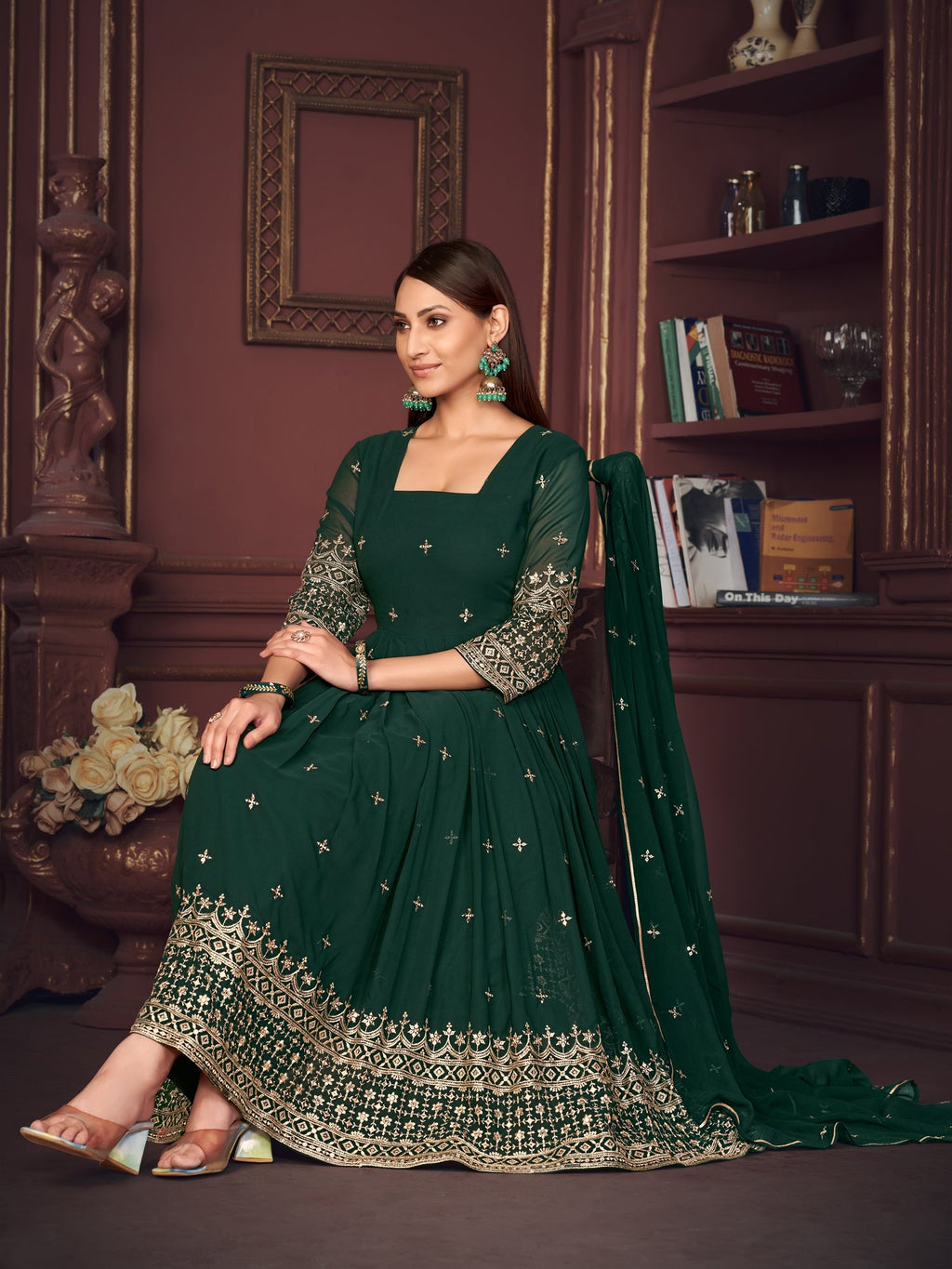 Green Georgette Anarkali Suit