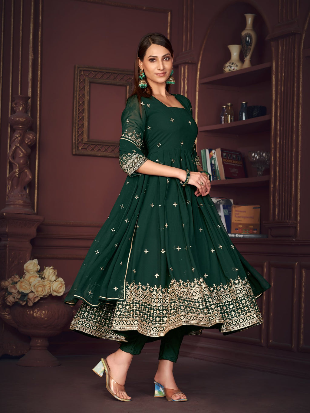 Green Georgette Anarkali Suit