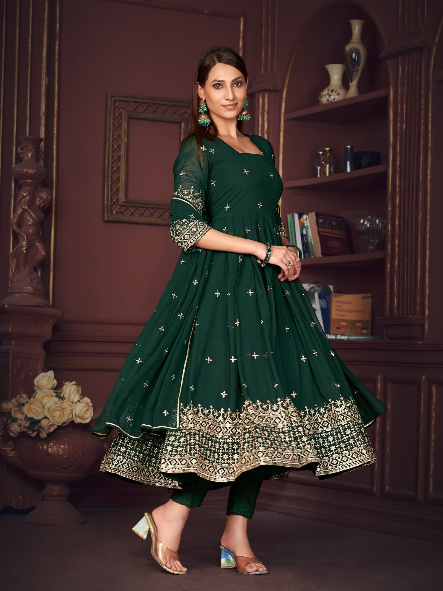 Green Georgette Anarkali Suit