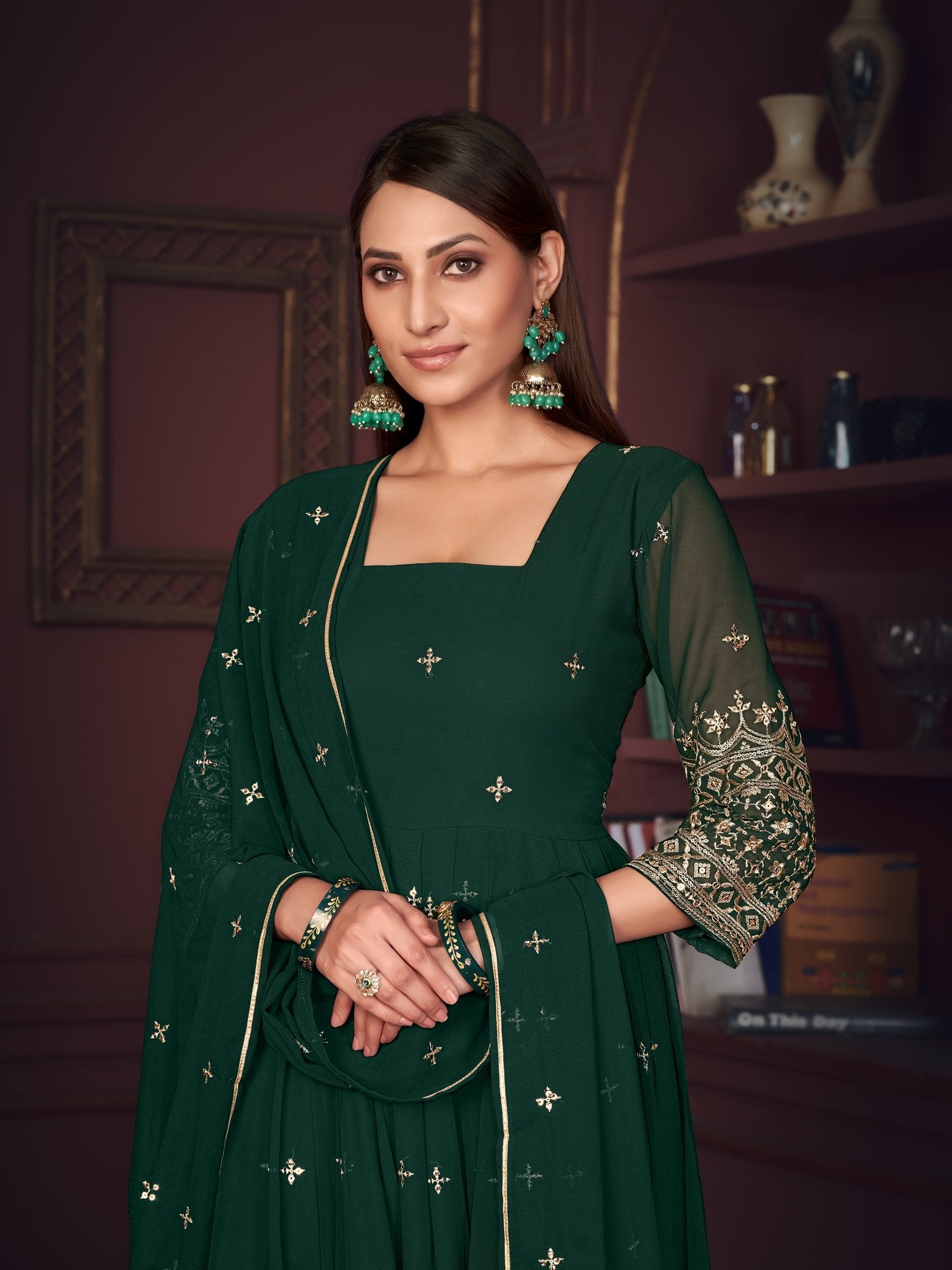 Green Georgette Anarkali Suit