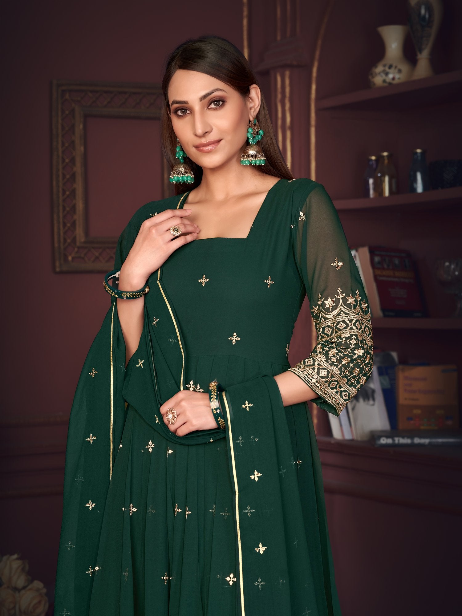 Green Georgette Anarkali Suit