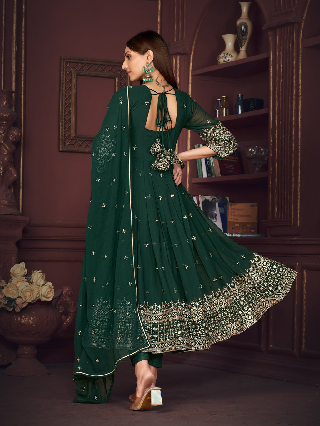 Green Georgette Anarkali Suit