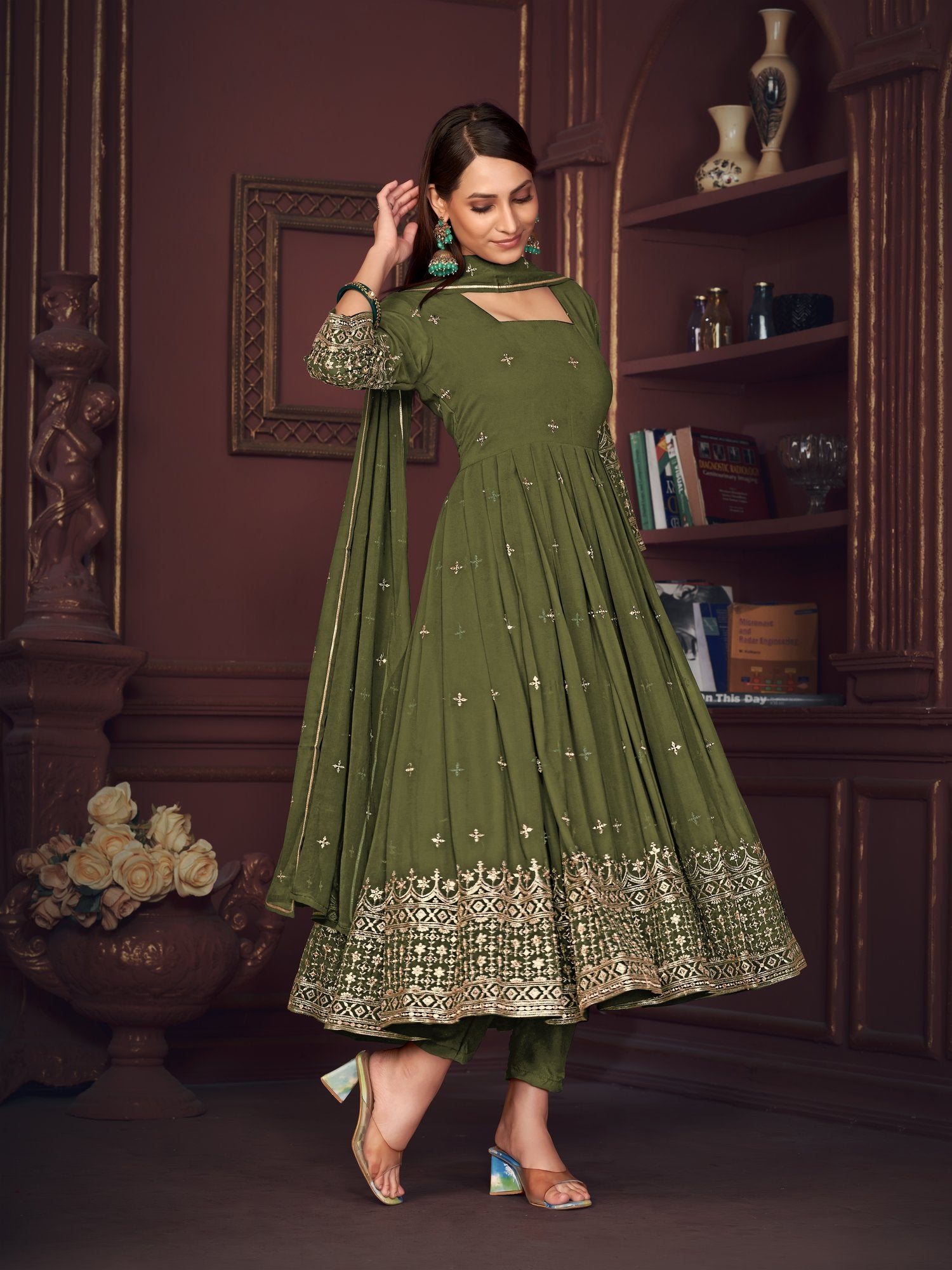 Light Green Georgette Anarkali Suit