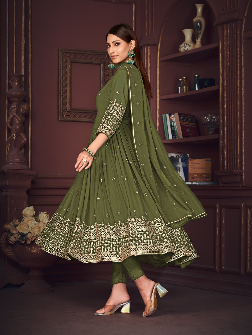 Light Green Georgette Anarkali Suit