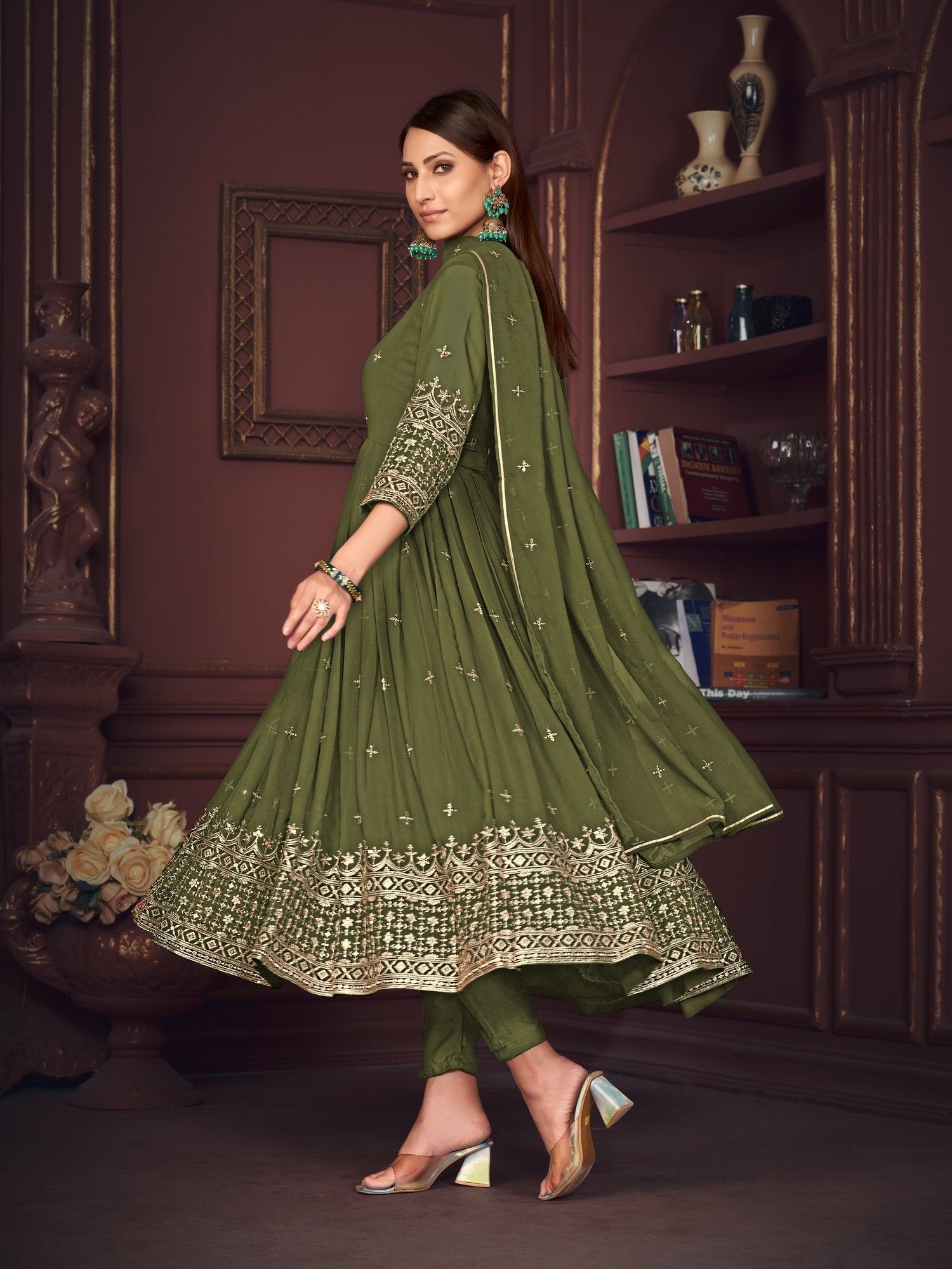 Light Green Georgette Anarkali Suit