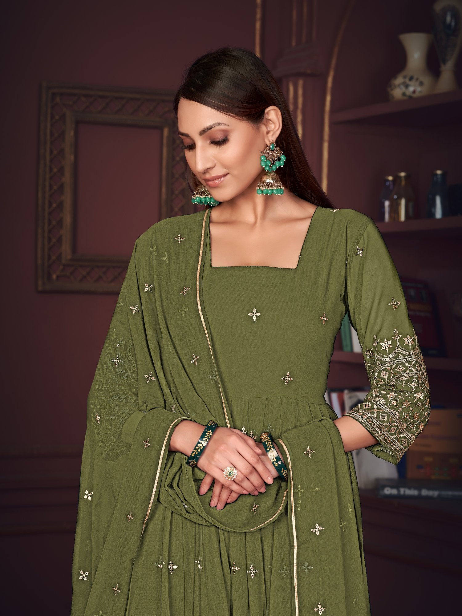Light Green Georgette Anarkali Suit