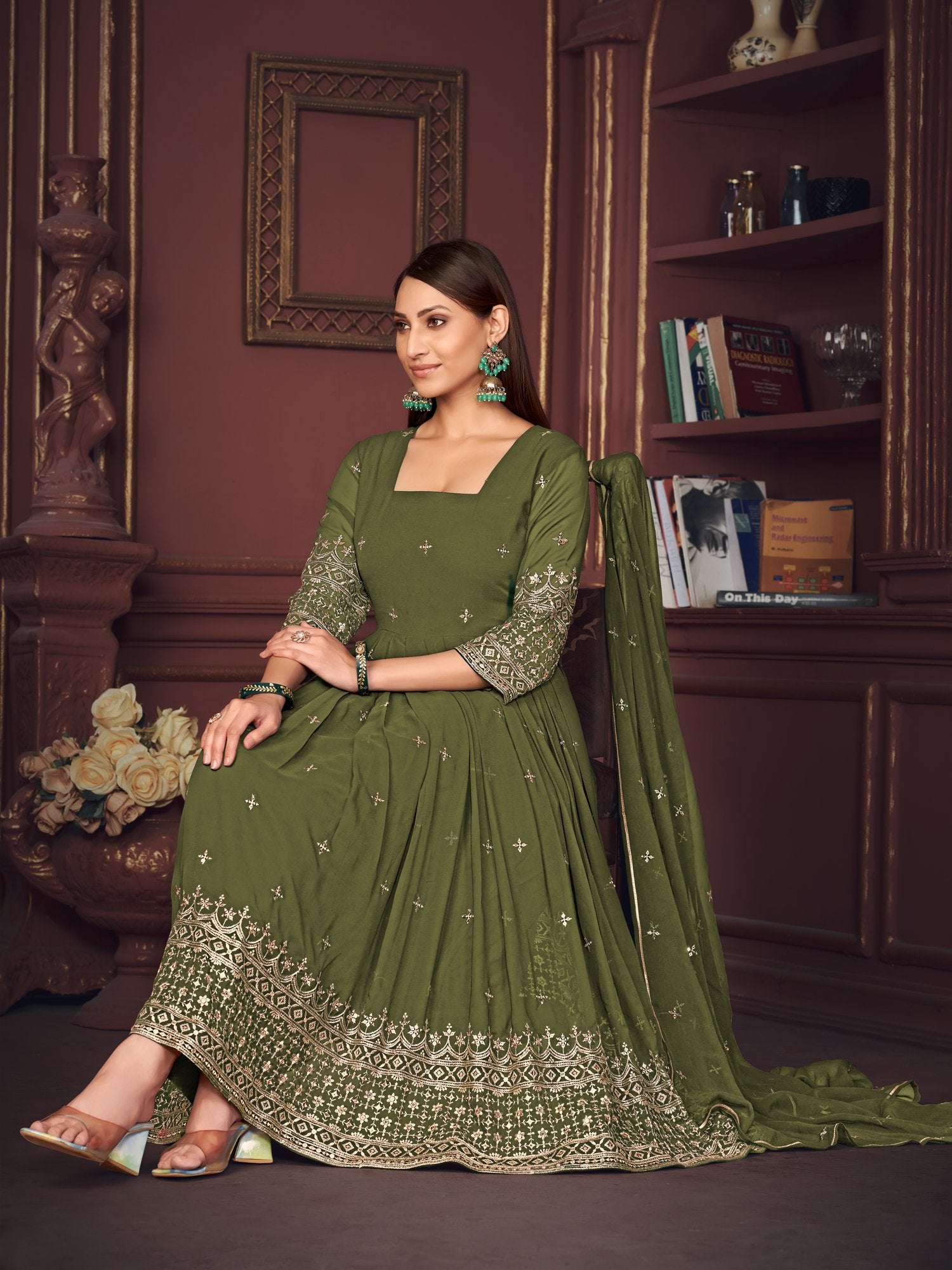 Light Green Georgette Anarkali Suit