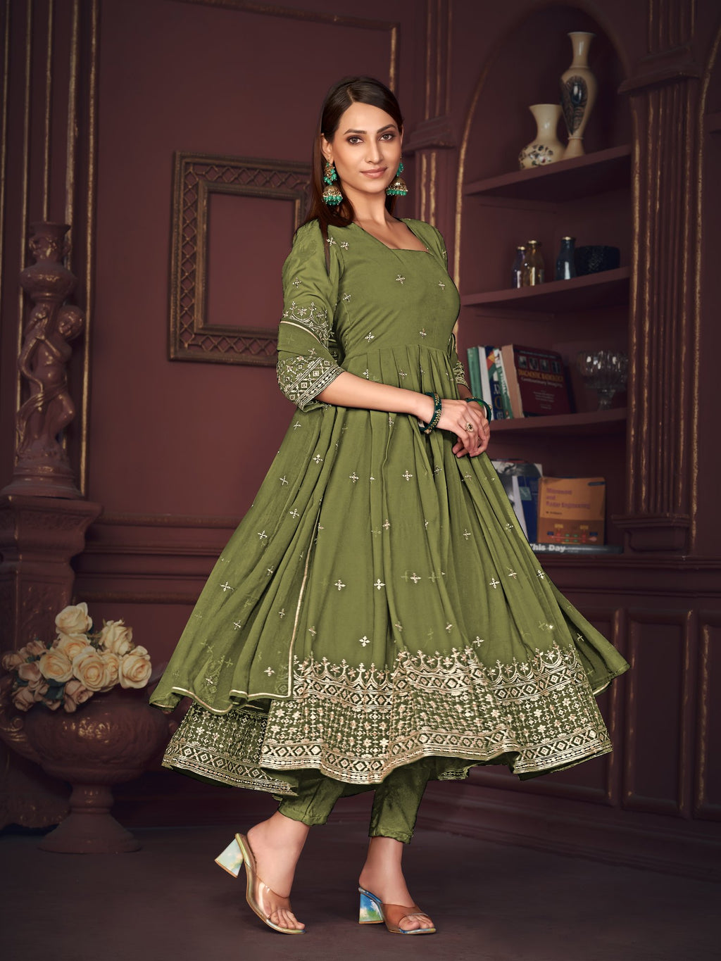 Light Green Georgette Anarkali Suit