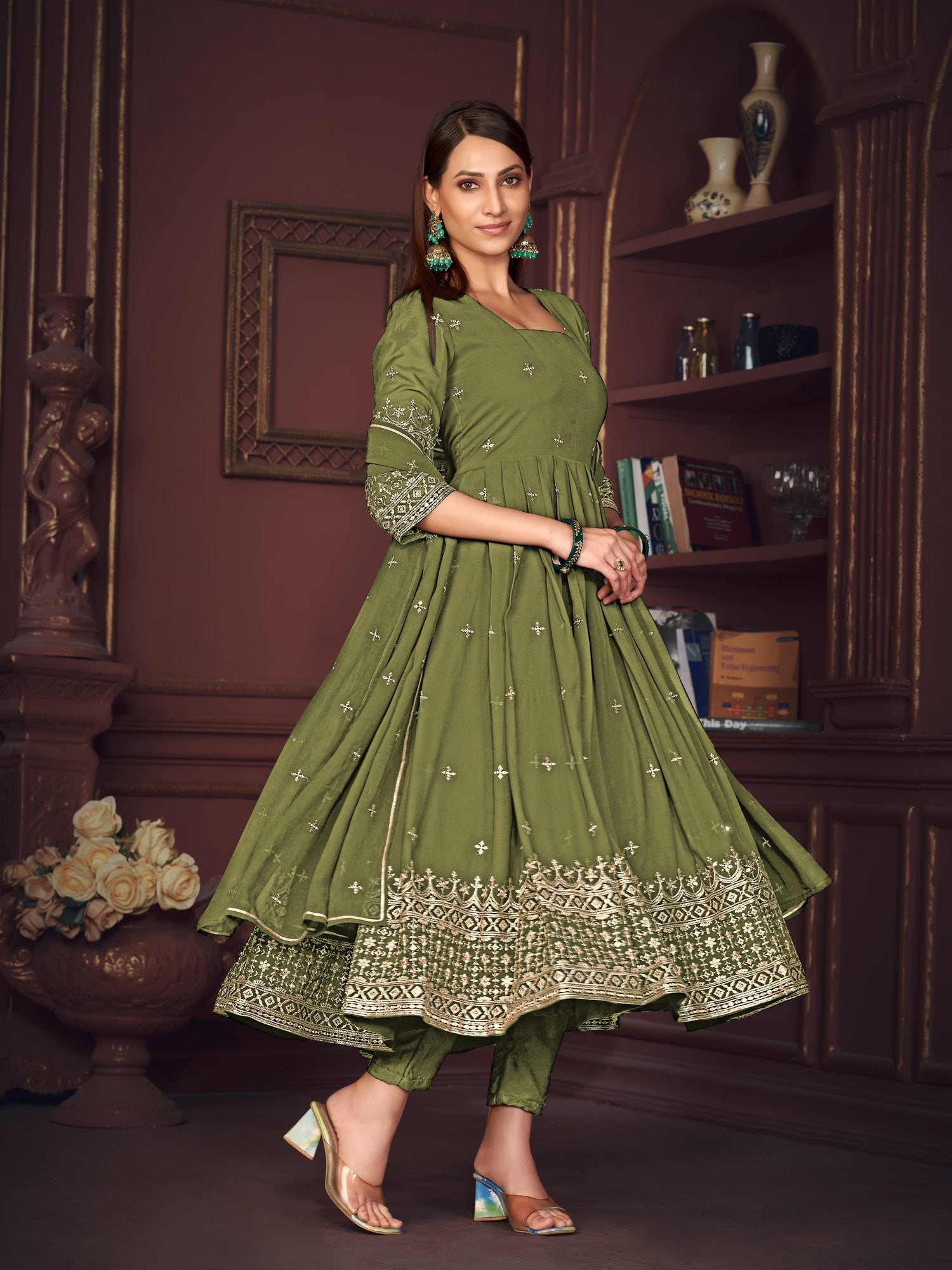 Light Green Georgette Anarkali Suit