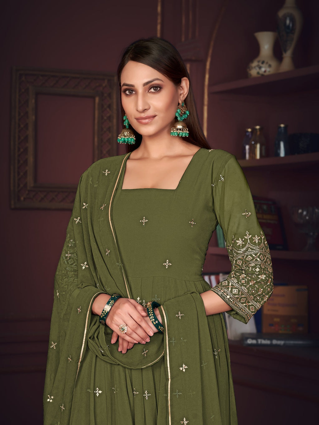 Light Green Georgette Anarkali Suit