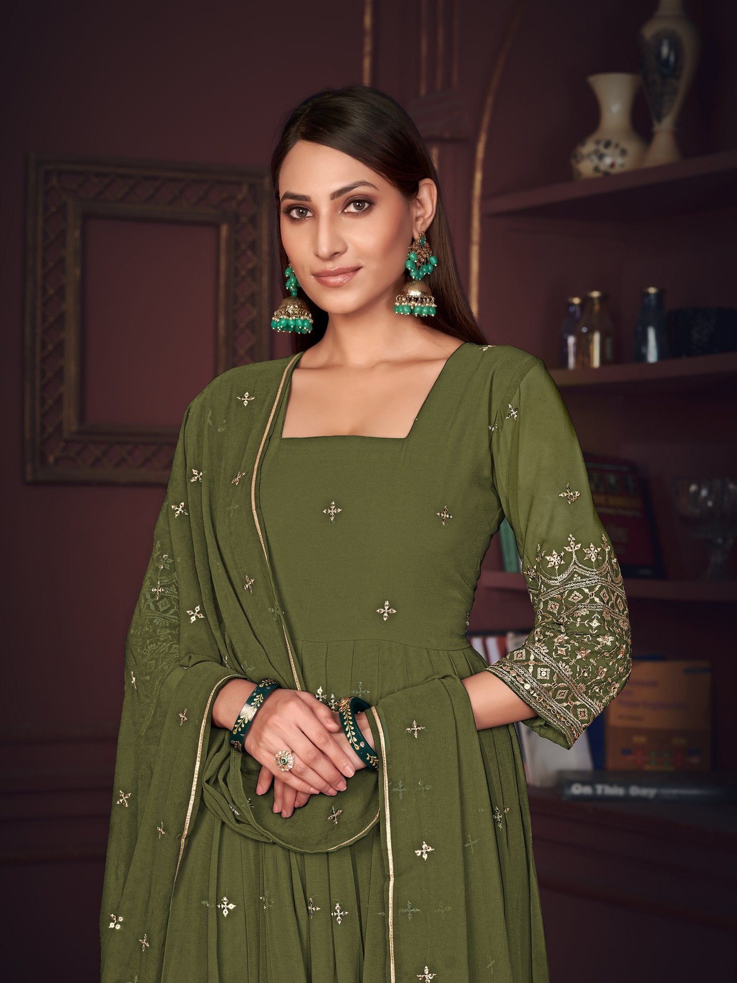 Light Green Georgette Anarkali Suit