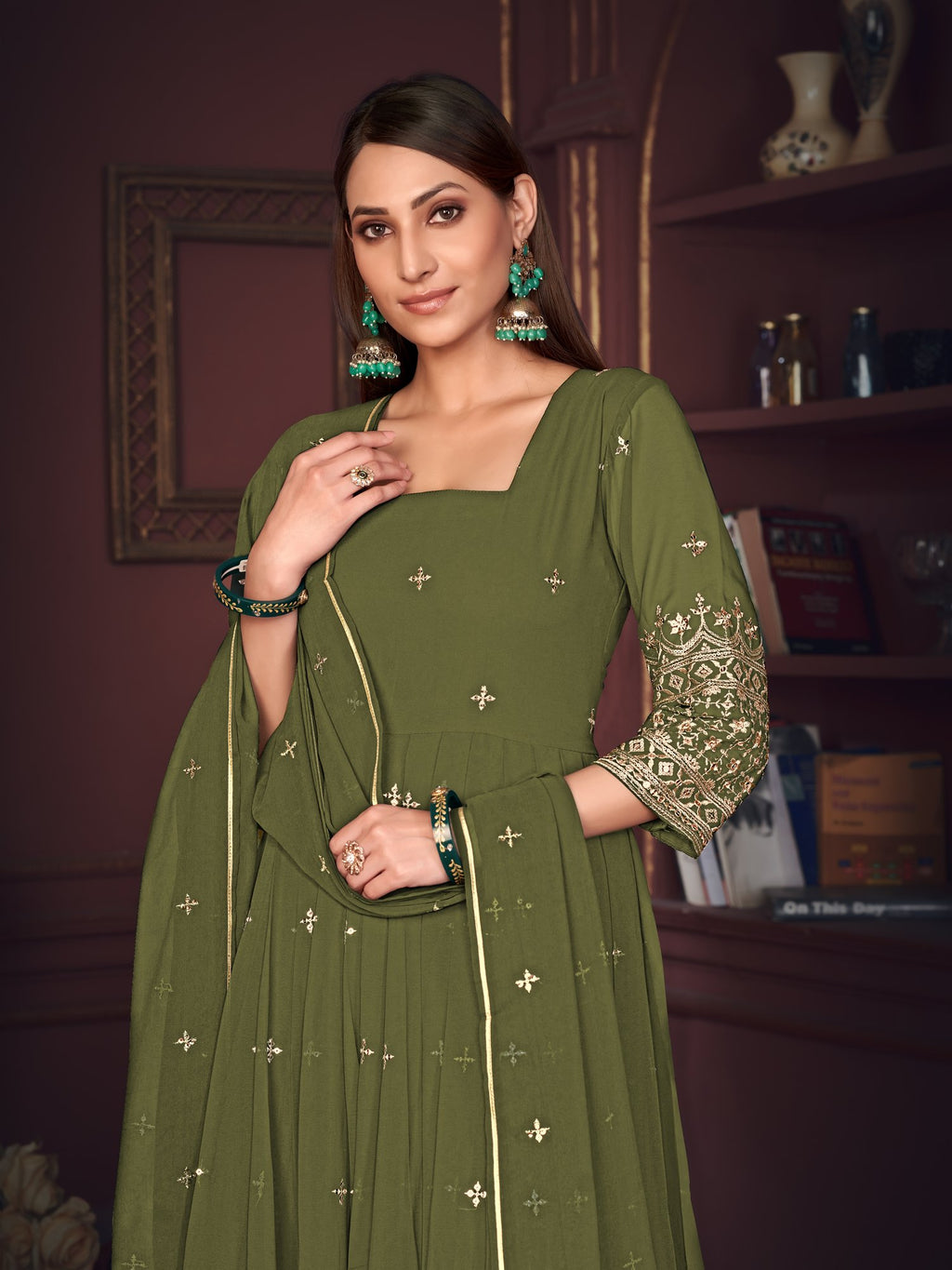 Light Green Georgette Anarkali Suit