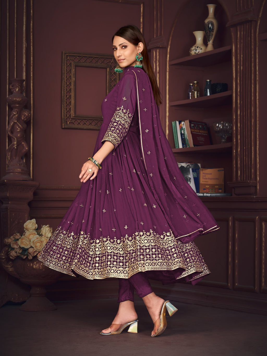 Purple Georgette Anarkali Suit