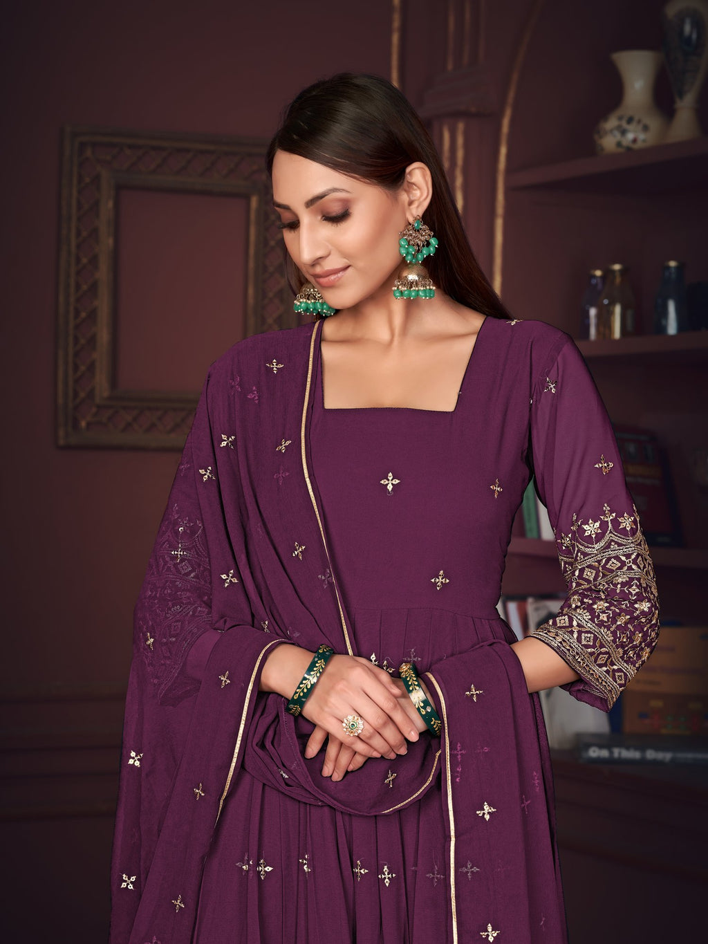 Purple Georgette Anarkali Suit