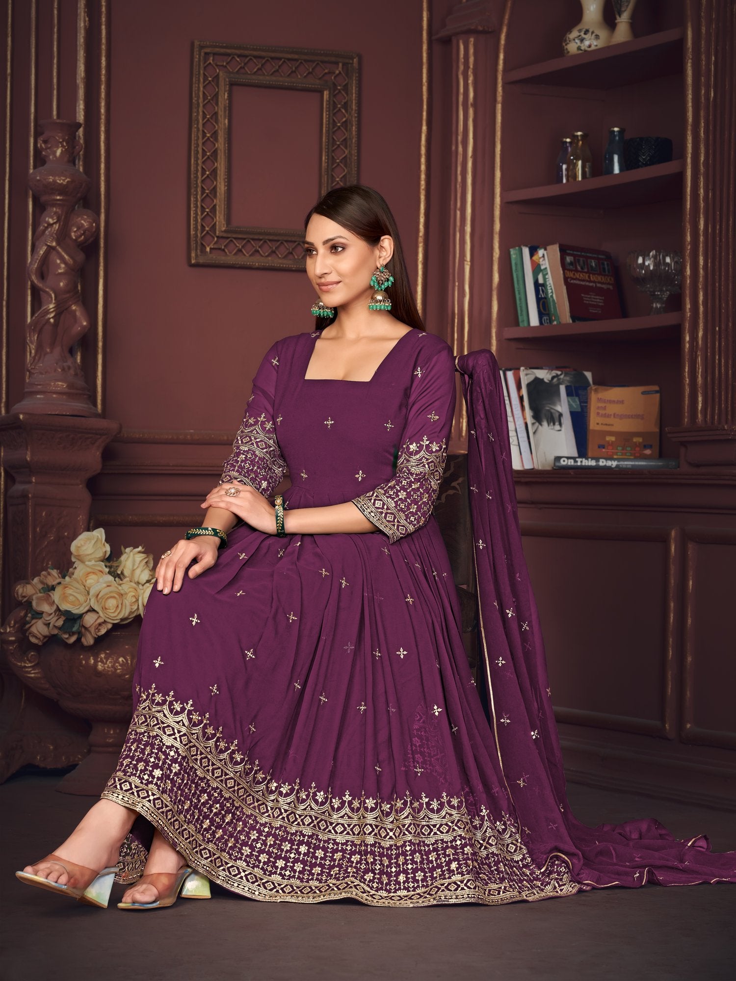 Purple Georgette Anarkali Suit
