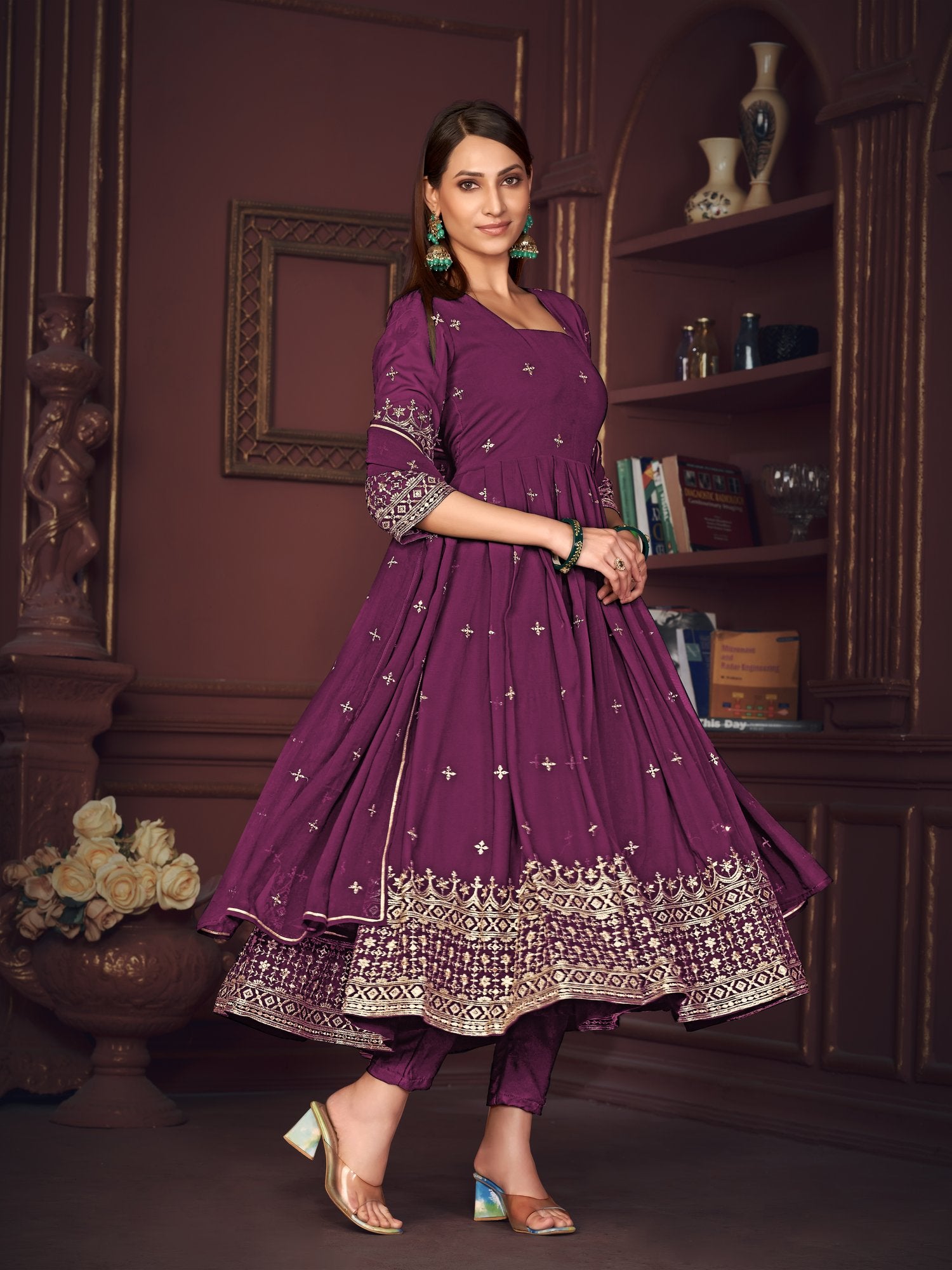 Purple Georgette Anarkali Suit