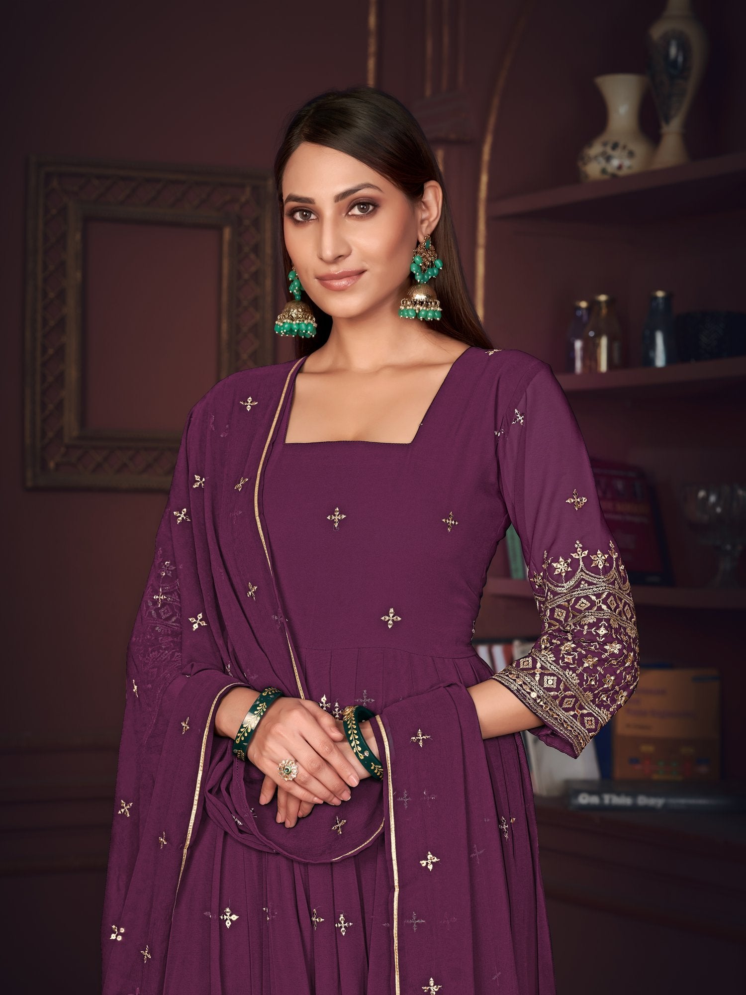 Purple Georgette Anarkali Suit