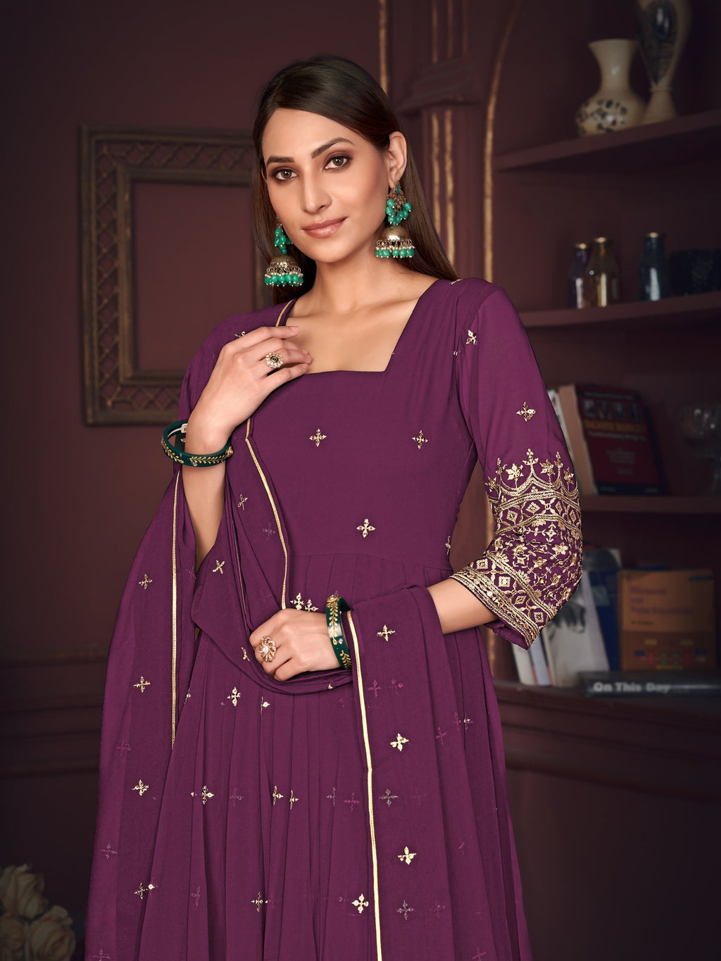 Purple Georgette Anarkali Suit