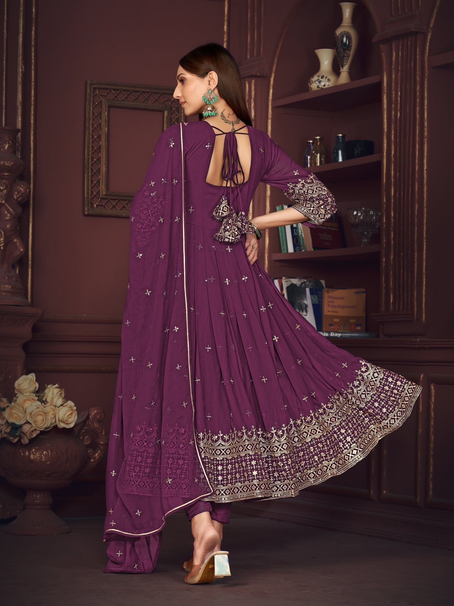 Purple Georgette Anarkali Suit