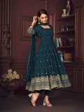 Turquoise Blue Georgette Anarkali Suit