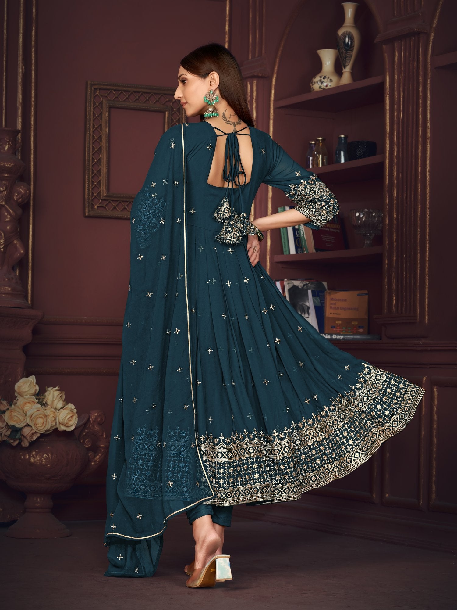 Turquoise Blue Georgette Anarkali Suit