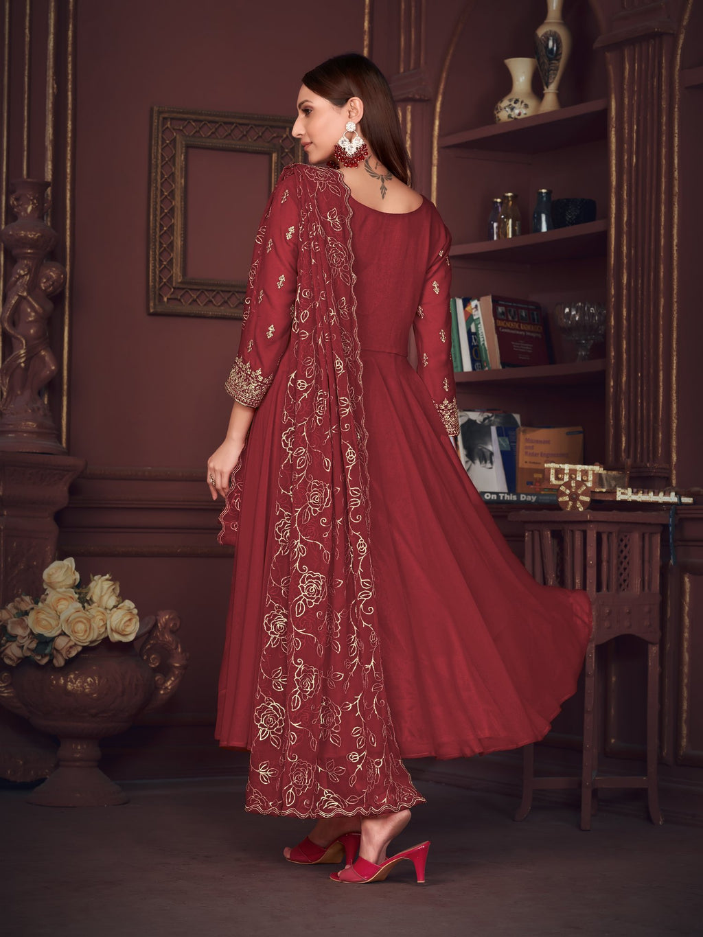 Maroon Georgette Anarkali Suit