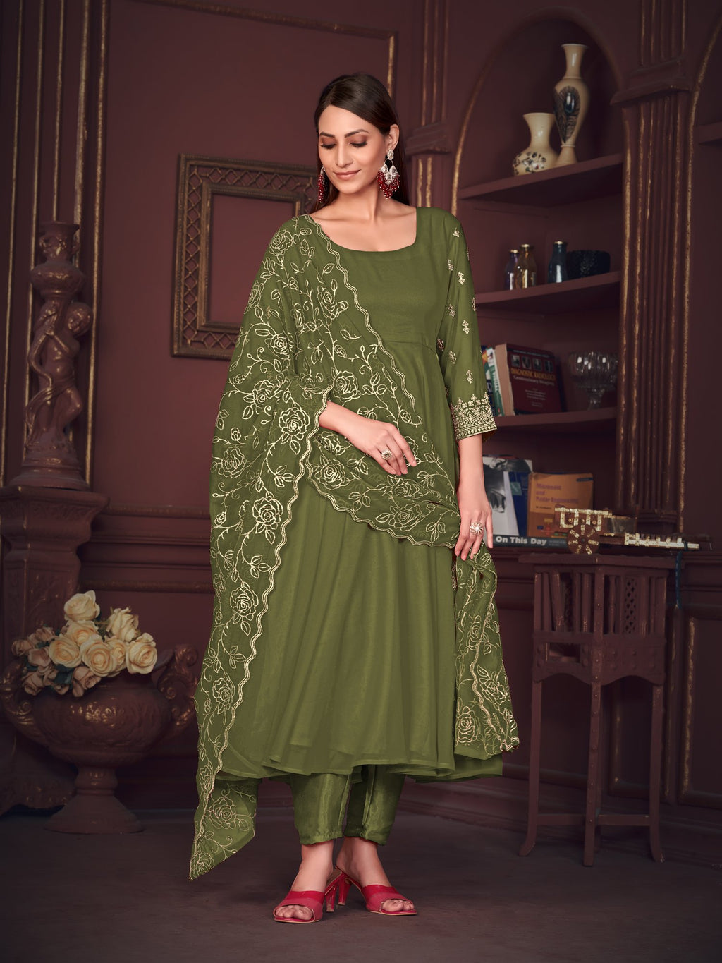 Light Green Georgette Anarkali Suit