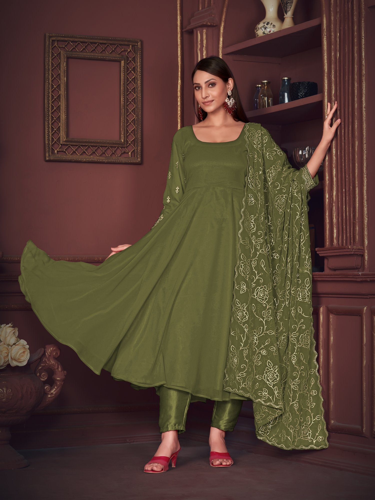 Light Green Georgette Anarkali Suit