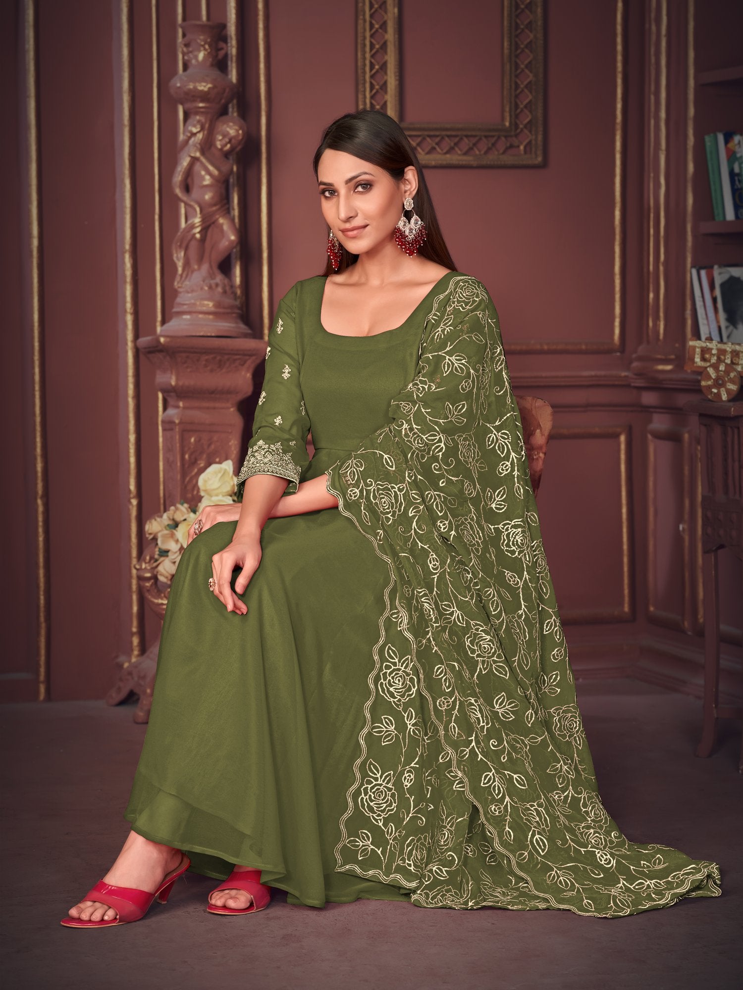 Light Green Georgette Anarkali Suit