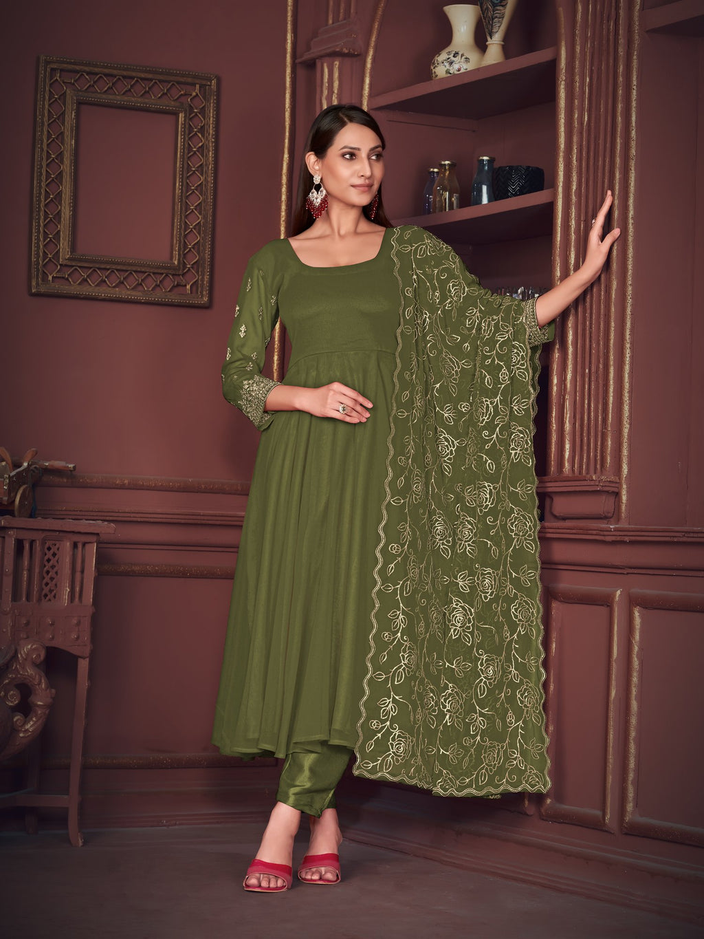 Light Green Georgette Anarkali Suit