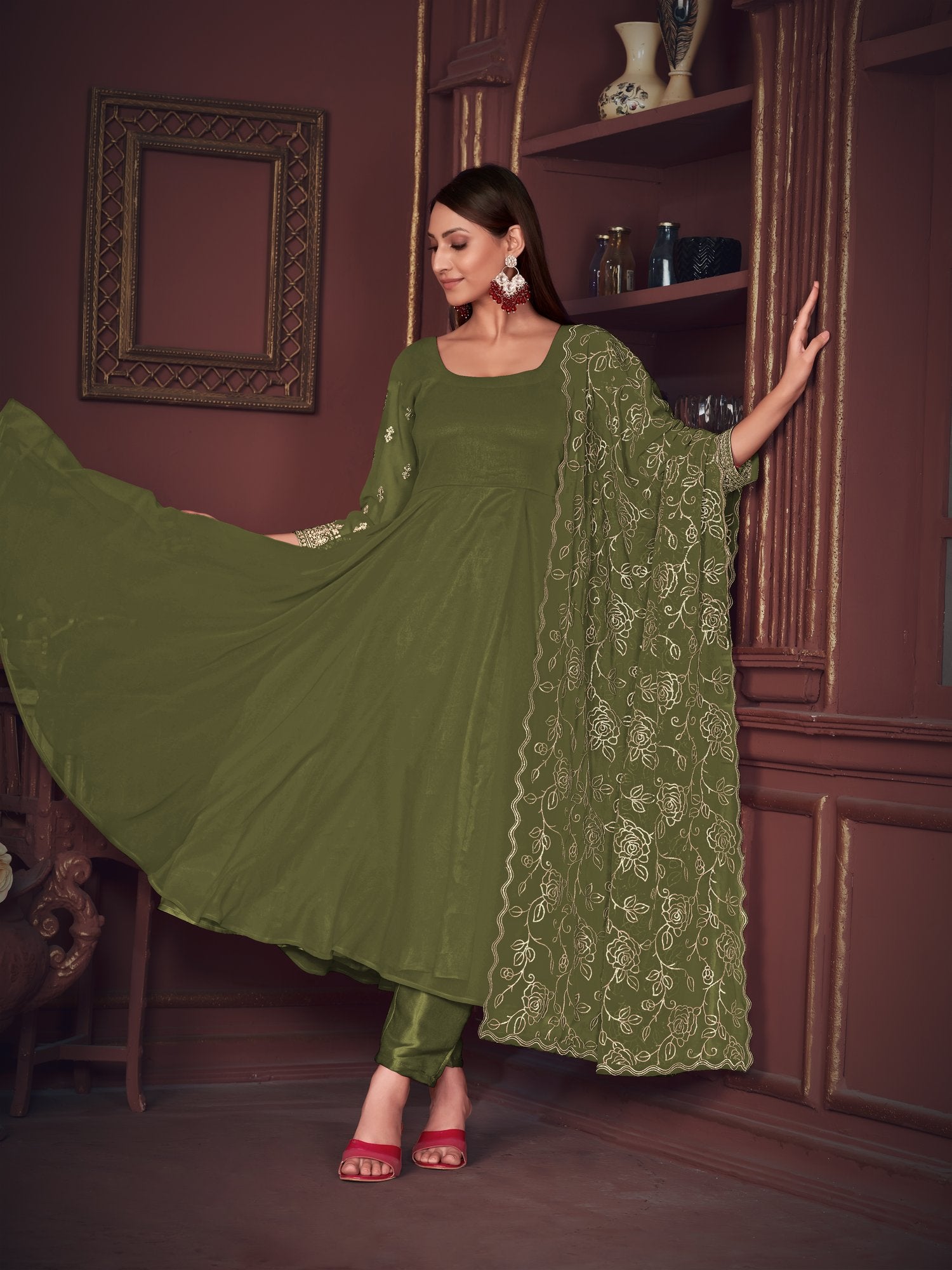 Light Green Georgette Anarkali Suit