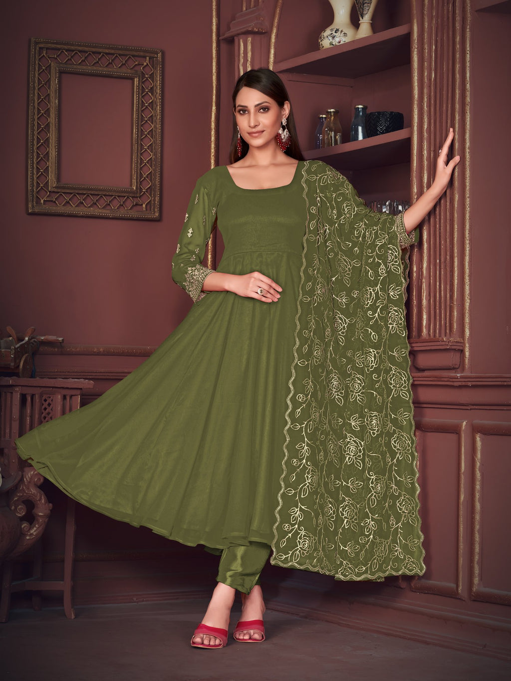 Light Green Georgette Anarkali Suit
