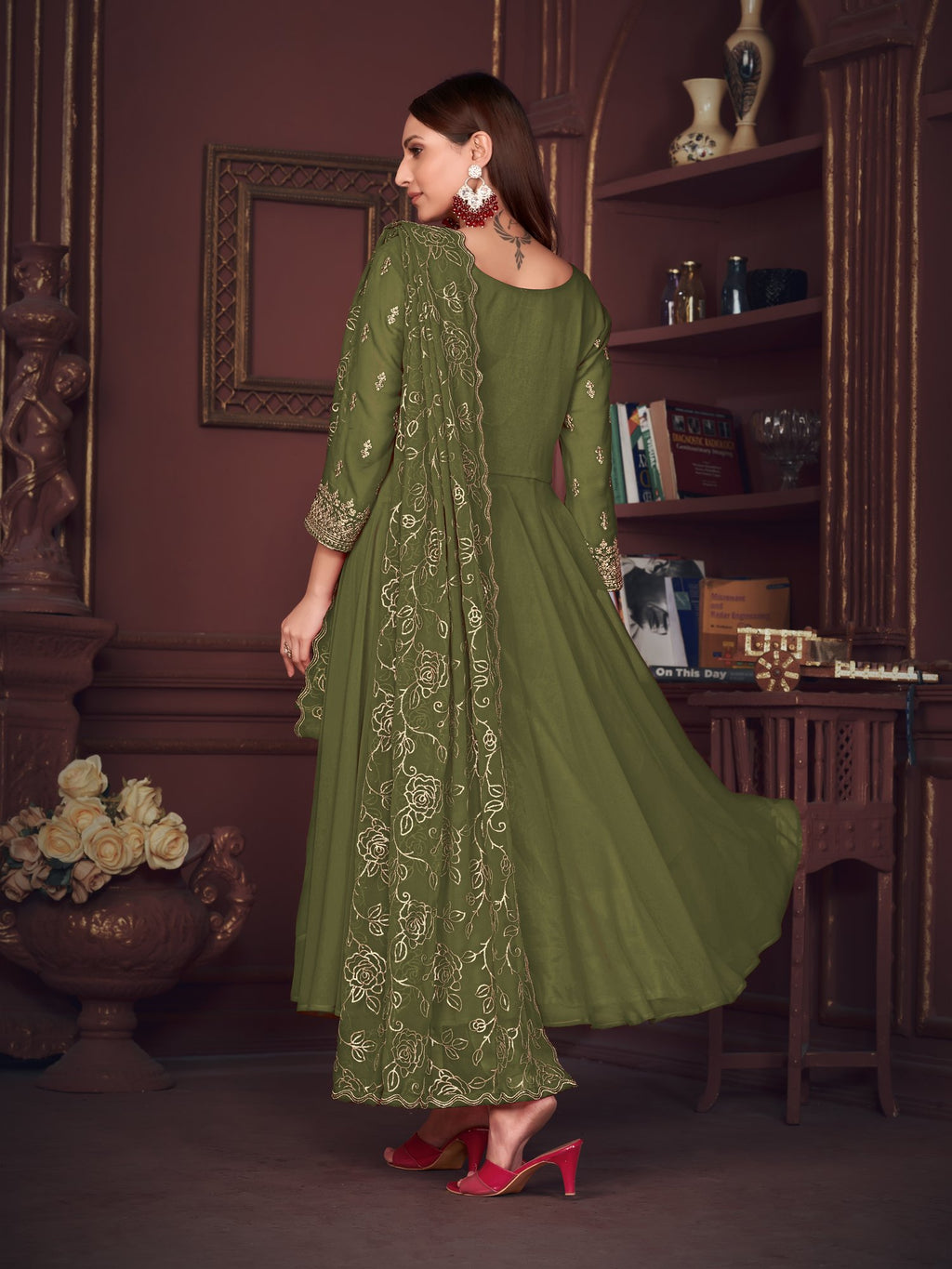 Light Green Georgette Anarkali Suit