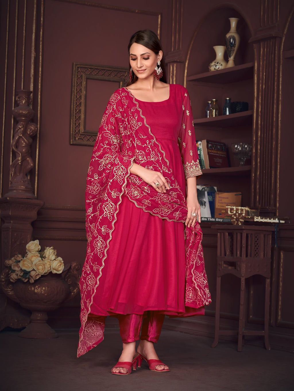 Pink Georgette Anarkali Suit
