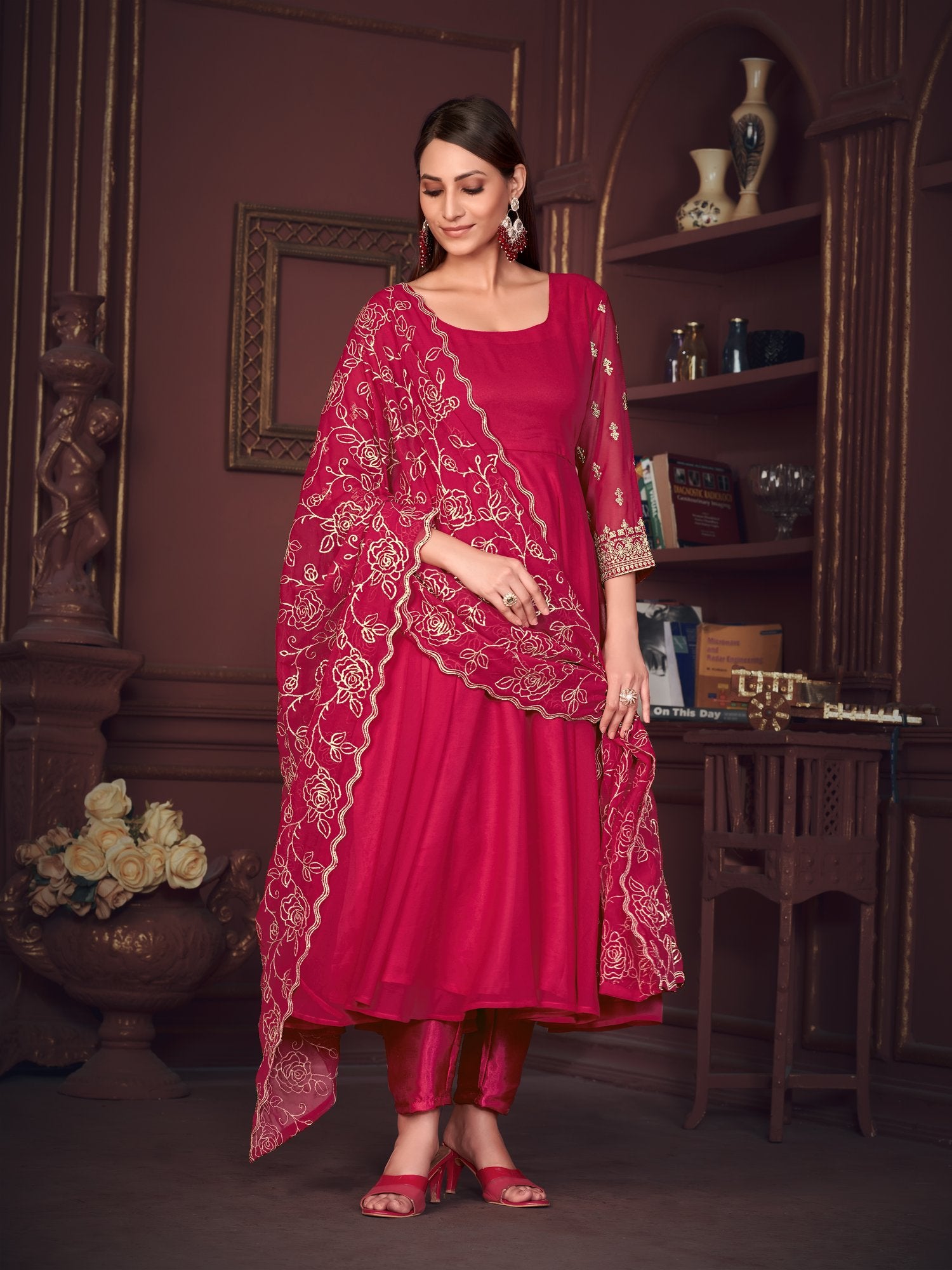 Pink Georgette Anarkali Suit
