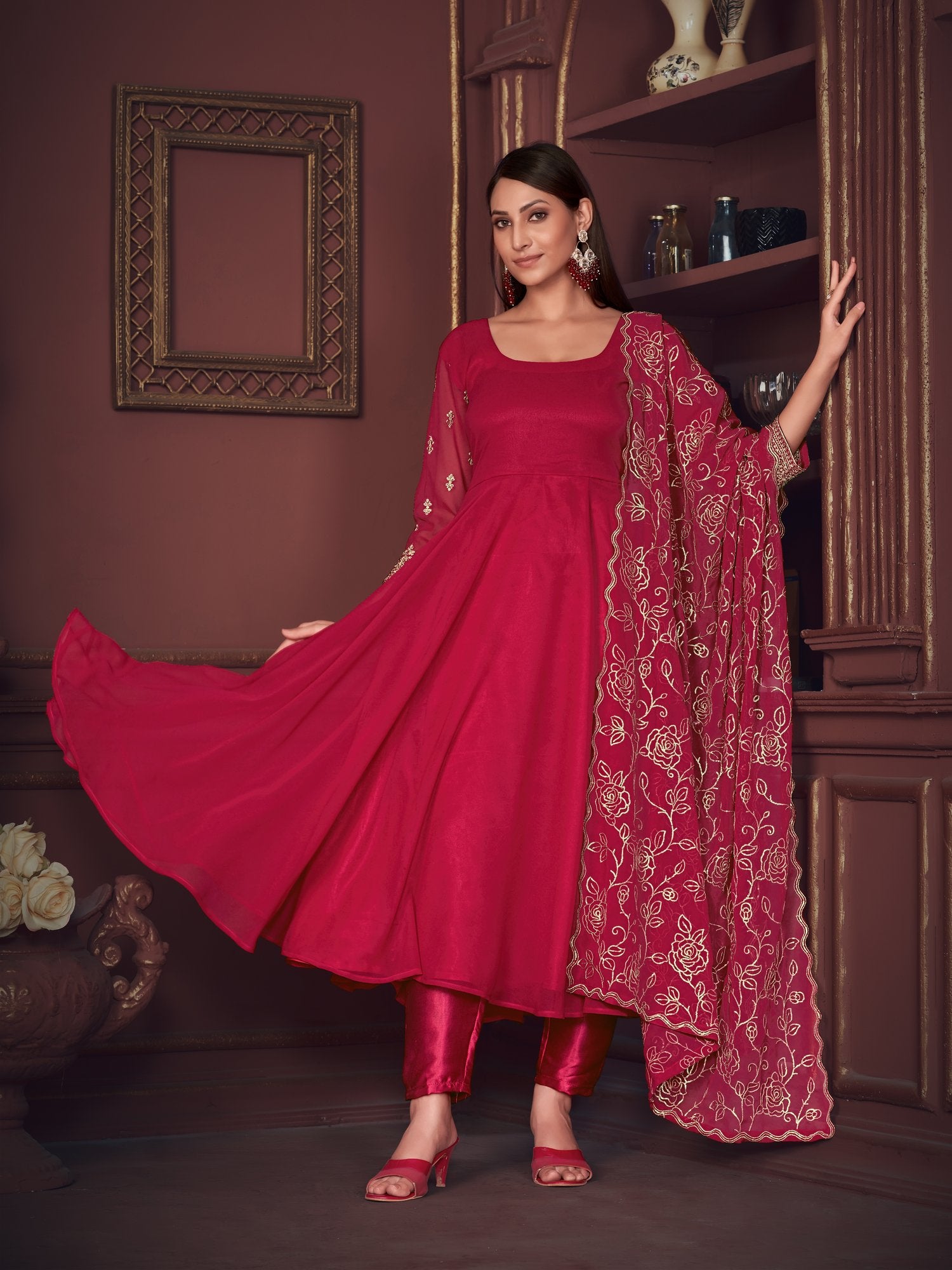 Pink Georgette Anarkali Suit