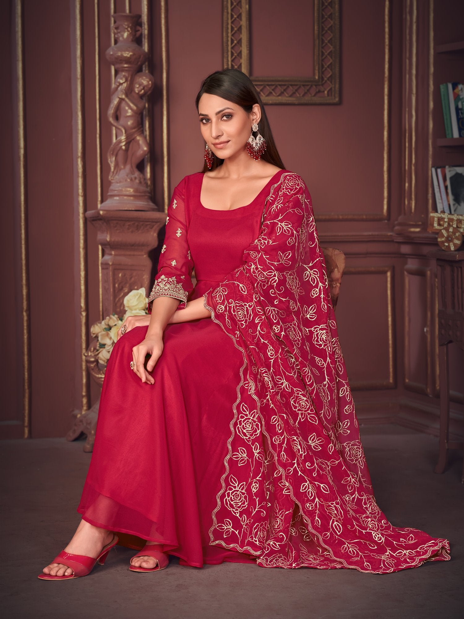 Pink Georgette Anarkali Suit