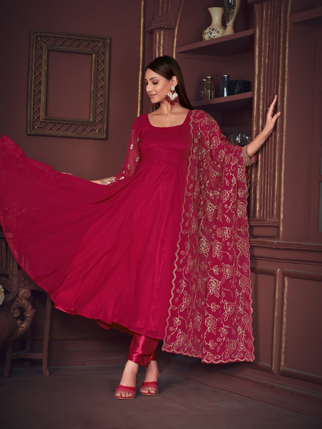 Pink Georgette Anarkali Suit