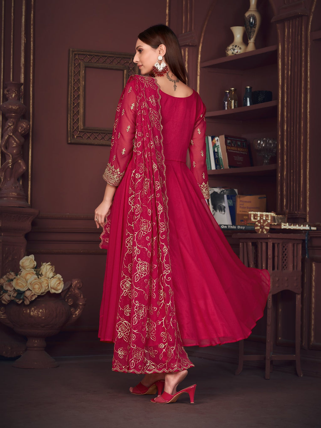 Pink Georgette Anarkali Suit